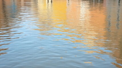Abstract Water Reflection of Pastel Buildings