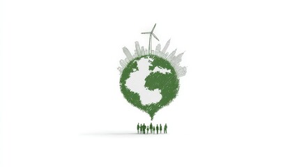 Fototapeta premium Green Earth Sustainable Energy Cityscape and People