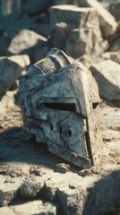 Medieval Helmet Ruins Stone Wall Game Asset Background