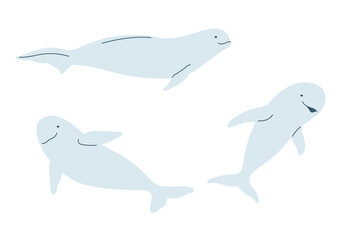 Vector illustration of blue dolphins.