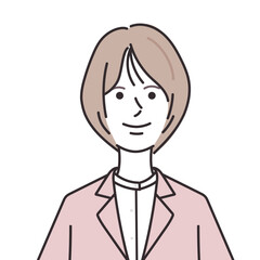 ジャケットを着たショートボブの女性のイラスト