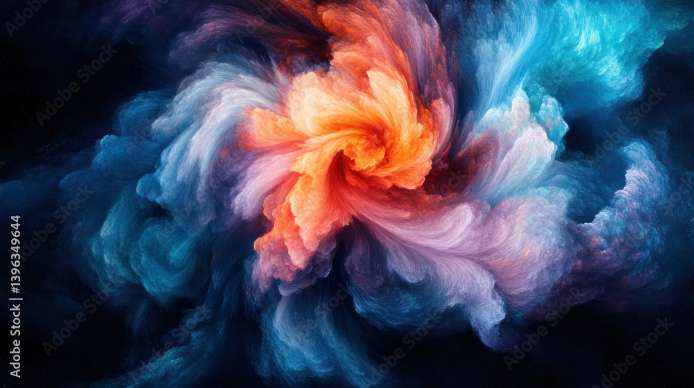 Poster abstract swirling vortex of vibrant colors. a dynamic, swirling vortex of vibrant colors against a d