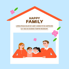 행복한 가족이 미소 짓는 가정의 달 일러스트- Family Month Illustration of Happy Family Smiling