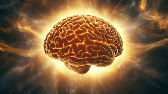 Explosive Brain Concept with Glowing Energy and Dynamic Light Effects

