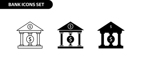 Bank Icons Set. 