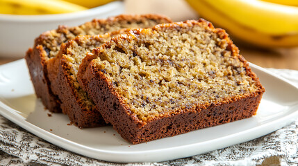 Freshly baked banana bread slice looks scrumptious, delicious treat It makes me hungry for bite of warm, comforting homemade goodness