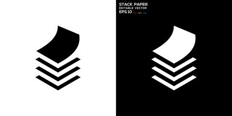 Stack paper logo. Layer, page, book. Vector icon symbol design template EPS 10.