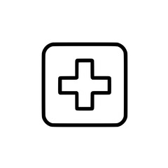 Fototapeta premium Medical Cross Line Icon – Minimalist First Aid and Healthcare Symbol