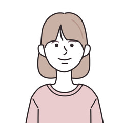 Obraz premium Tシャツを着たパッツンボブの女性