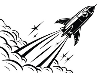 Space rocket illustration of a flying transport