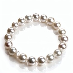 Obraz premium Pearl necklace with soft curve on white background