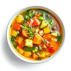 Vegan Vegetable Soup on transparent background