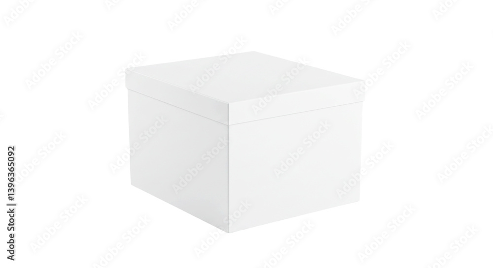 Aufkleber a simple white box with a lid is presented against a stark black background in a studio setting