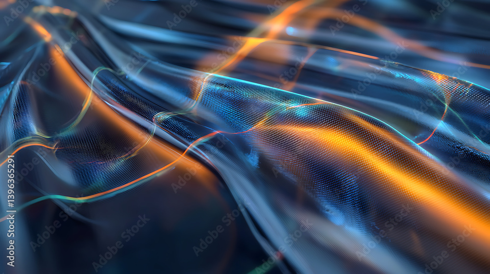 Aufkleber dynamic light waves abstract digital art virtual environment colorful textures close-up perspective