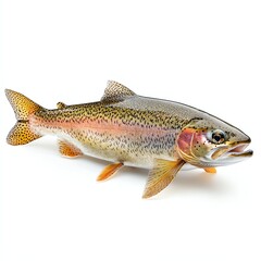 Obraz premium Close-up of a Rainbow Trout Fish Isolated on White Background