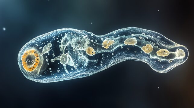 Visualizing Amoeba Anatomy Single Cell Organism Under Microscope with Cellular Details