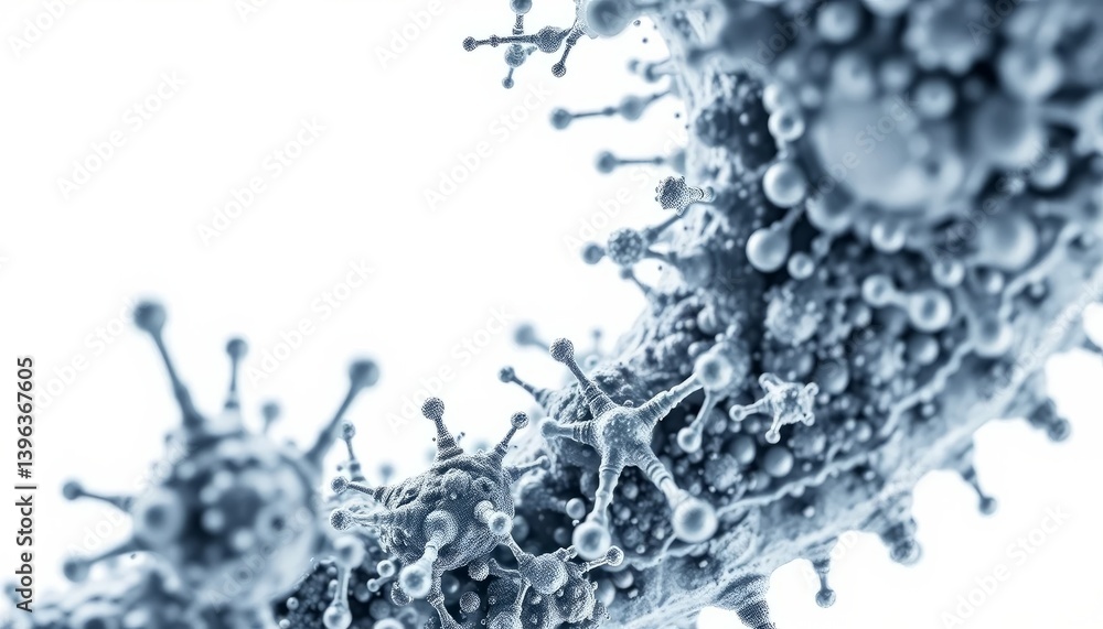 Aufkleber abstract 3d rendering of a gray and blue microorganism structure on white