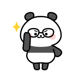 Panda Adjusting Glasses Illustration

