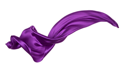 A flowing purple fabric gracefully suspended against a stark black background creating a dynamic visual