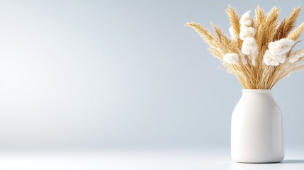 Elegant dried flower arrangement in a simple vase