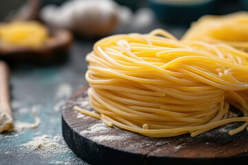 Raw Calamarata Big Pasta Isolated Homemade