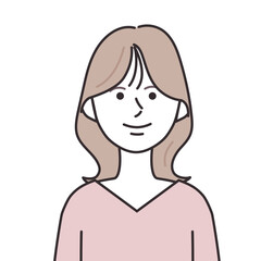 Vネックを着たミディアムヘアの女性