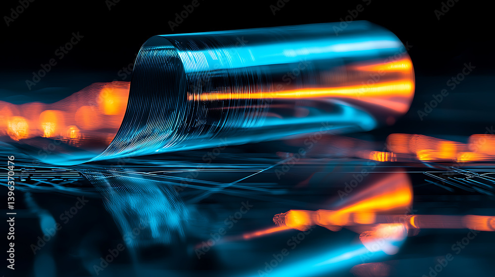 Poster dynamic light reflections on transparent surface abstract photography studio environment close-up vi