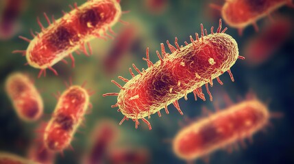 Fototapeta premium Close-up of Multiplying Bacteria Cells for Medical or Scientific Purposes