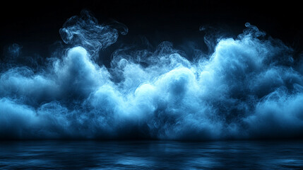 Dark, bottomless black clouds loom against a smoky background, with swirling loose cloud textures and ominous frames, creating a dramatic and isolated modern atmosphere