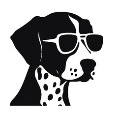 Naklejka premium Dalmatian Dog with Sunglasses – Cool Pet Portrait Vector Illustration