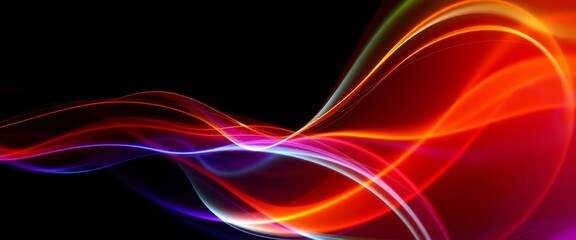 Naklejka premium Abstract vibrant wave, light streaks, dark background, dynamic energy, colorful motion, colorful, design