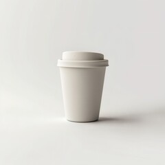 Ceramic reusable coffee cup with silicone lid on white background