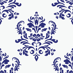 Elegant Seamless Damask Pattern – Vintage Ornamental Floral Background for Luxury Design and Home Decor
