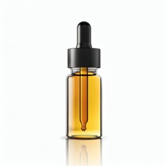 Naklejka premium Facial oil dropper bottle with yellow serum on white background