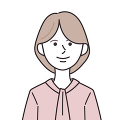 ボウタイを着たボブヘアの女性