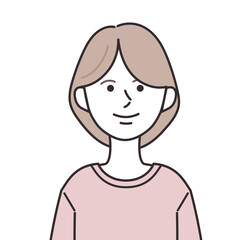 Tシャツを着たボブヘアの女性