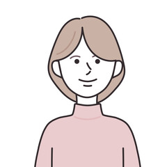 タートルネックを着たボブヘアの女性