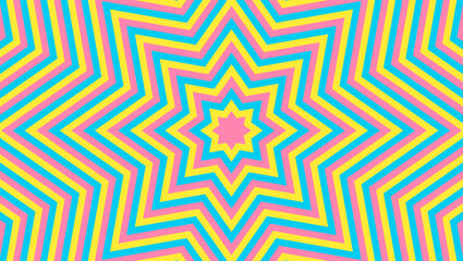 同心状の星形のイメージ背景、八角星、ポップなデザイン