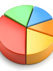 Obraz premium Colorful 3D pie chart graphic. Perfect for presentations, reports, and data visualization.