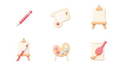 Art tools on white isolate background.