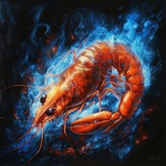 Fiery Shrimp Painting