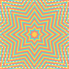 同心状の星形のイメージとドットのパターン背景、八角星、ポップなデザイン、正方形サイズ