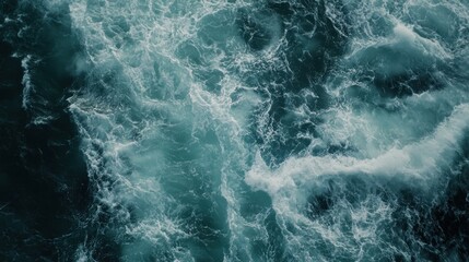 Fototapeta premium Ocean Waves Aerial View: Turbulent Teal Waters