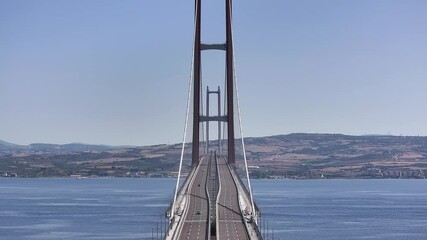 1915 Canakkale Bridge (1915 Canakkale Koprusu) Drone Video, Eceabat Canakkale, Turkiye (Turkey)
