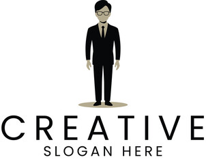 Professional Businessman Creative Logo Design Template suit icon flat work style