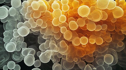 Abstract Spheres Gradient Art with Orange and Gray Tones Background