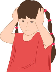 Girl has a headache illustration 