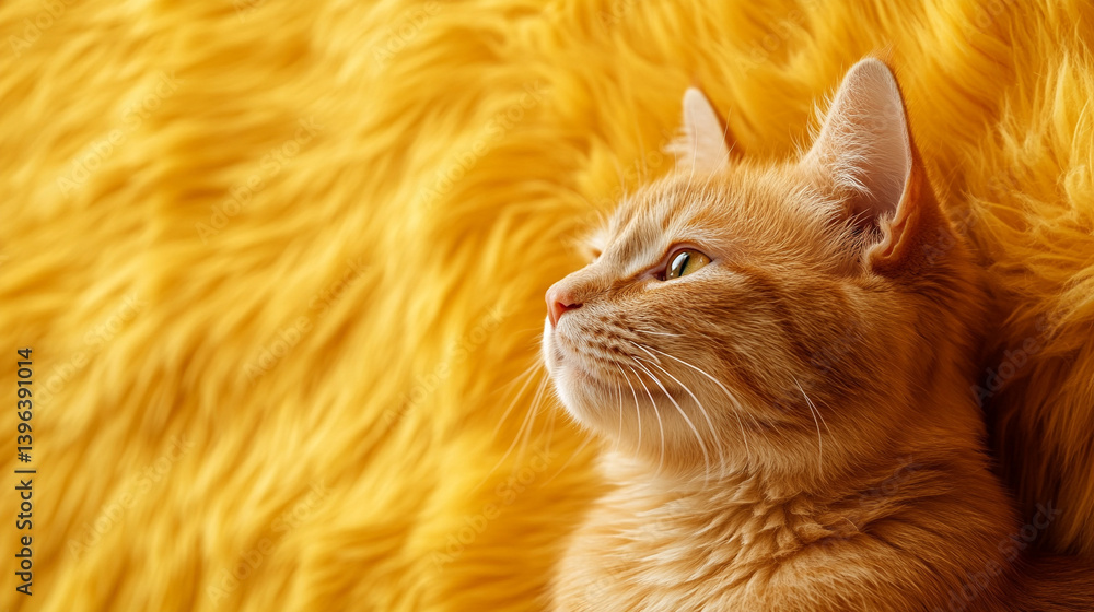 Wall mural close-up of calico or tortoiseshell cat fur texture, showcasing the intricate patterns and vibrant c