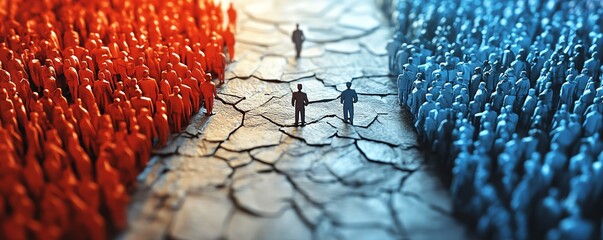 3D rendering of economic inequality, highlighting the divide between rich and poor, wealth disparity, economic trends, and social dynamics, digital style