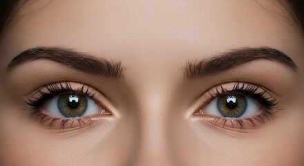 Fototapeta premium Eye Close-Up with Dark Eyebrows and Long Eyelashes